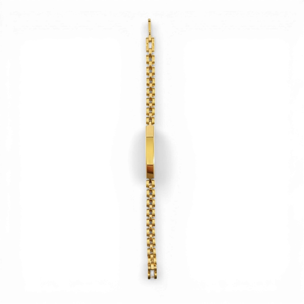New! Gold Tone ID Plate Link Bracelet Chain Bracelet